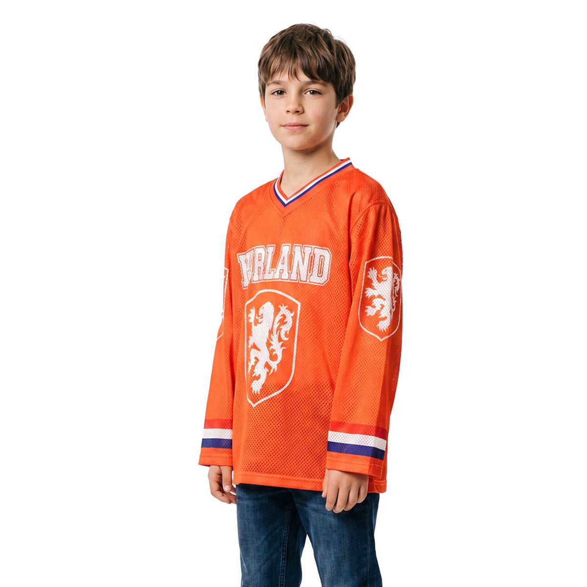 Op deze afbeelding zie je een Kostuums, van het merk Wilbers. IJshockeyshirt Holland Lange Mouwen (Oversized) Kind