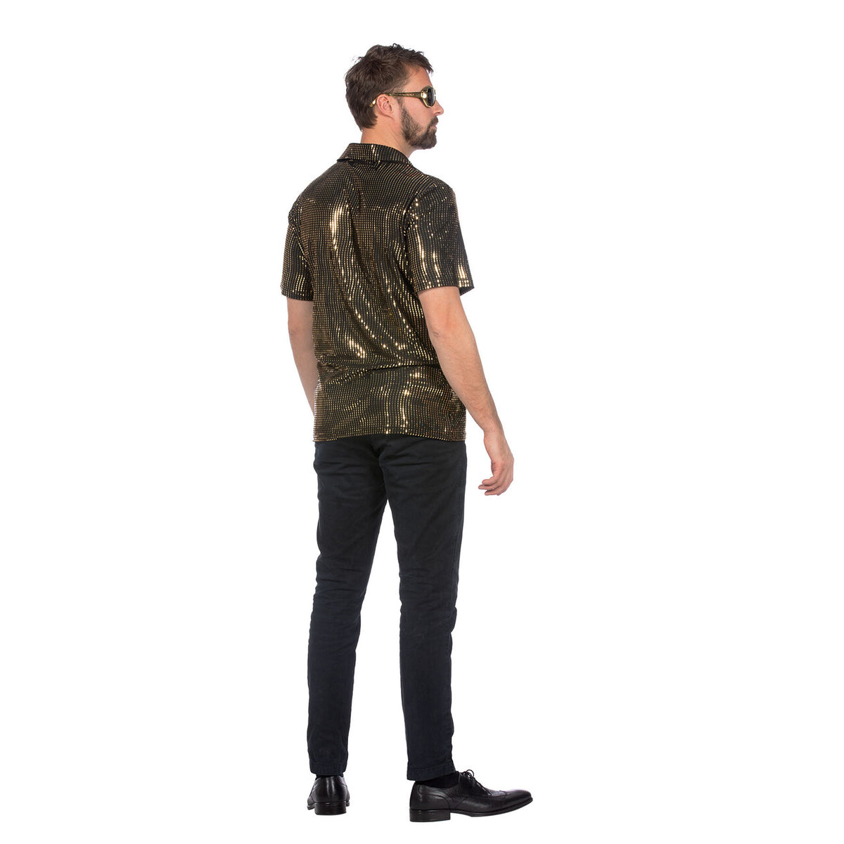 Op deze afbeelding zie je een Kostuums, van het merk Wilbers. Shirt Metallic Disco Bal Goud Man