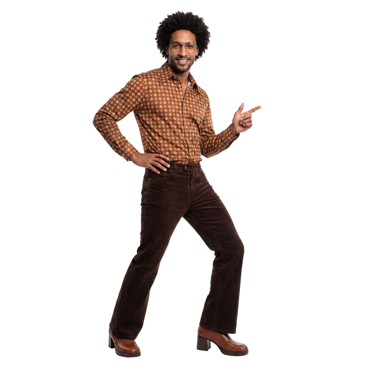 Op deze afbeelding zie je een Kostuums, van het merk Wilbers. Retro Blouse Jaren 70 Bruin Supersoul Man