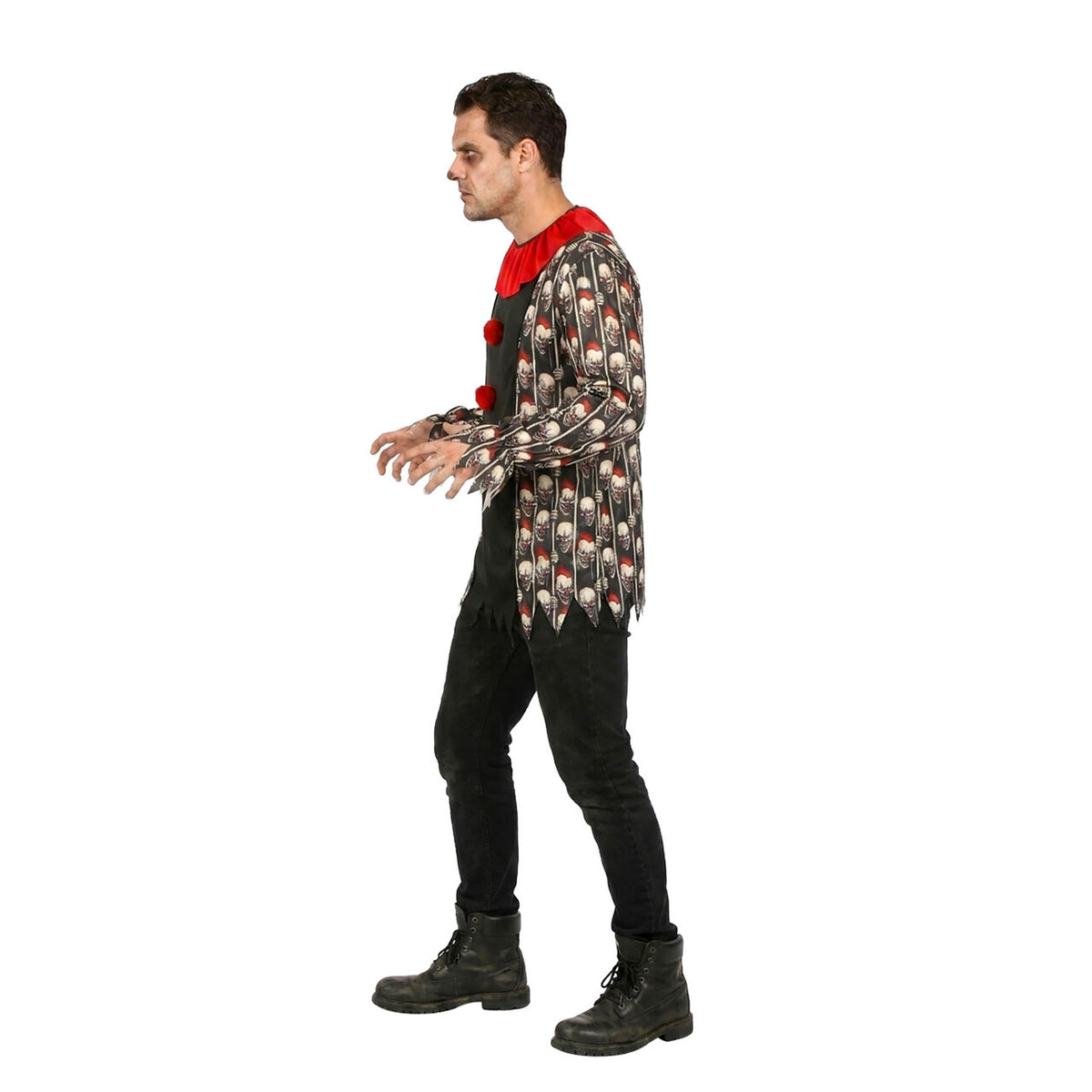 Op deze afbeelding zie je een Kostuums, van het merk Wilbers. Halloween Shirt Clown Man Kostuum