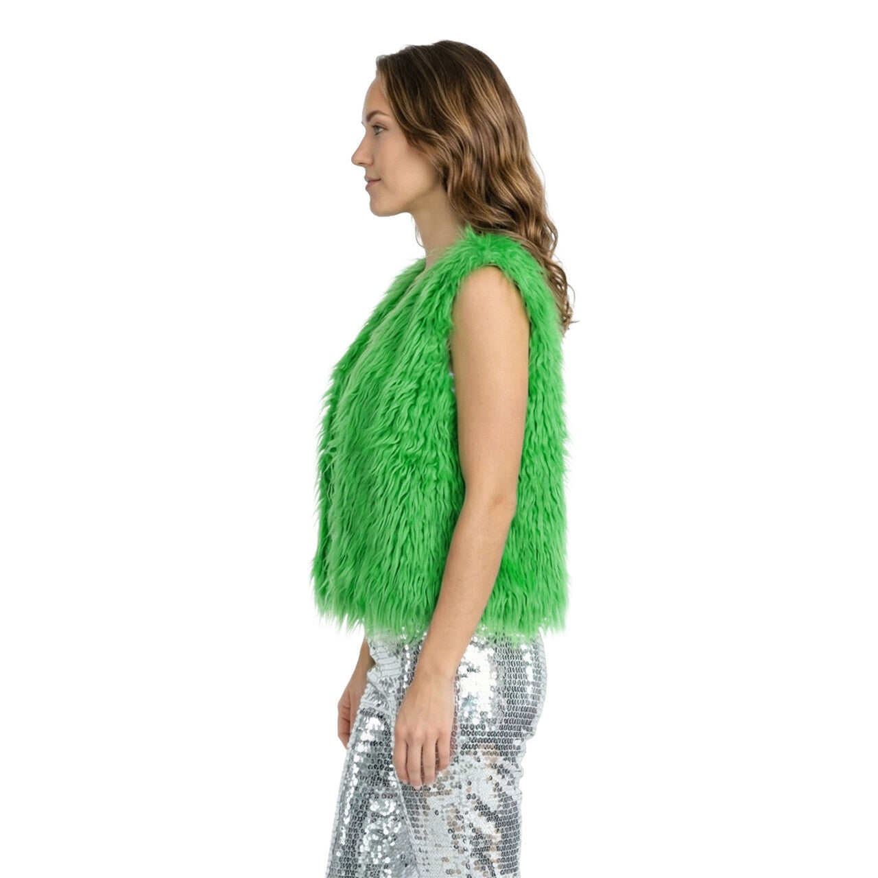 Op deze afbeelding zie je een Kostuums, van het merk Wilbers. Boho Fur Look Gilet Groen
