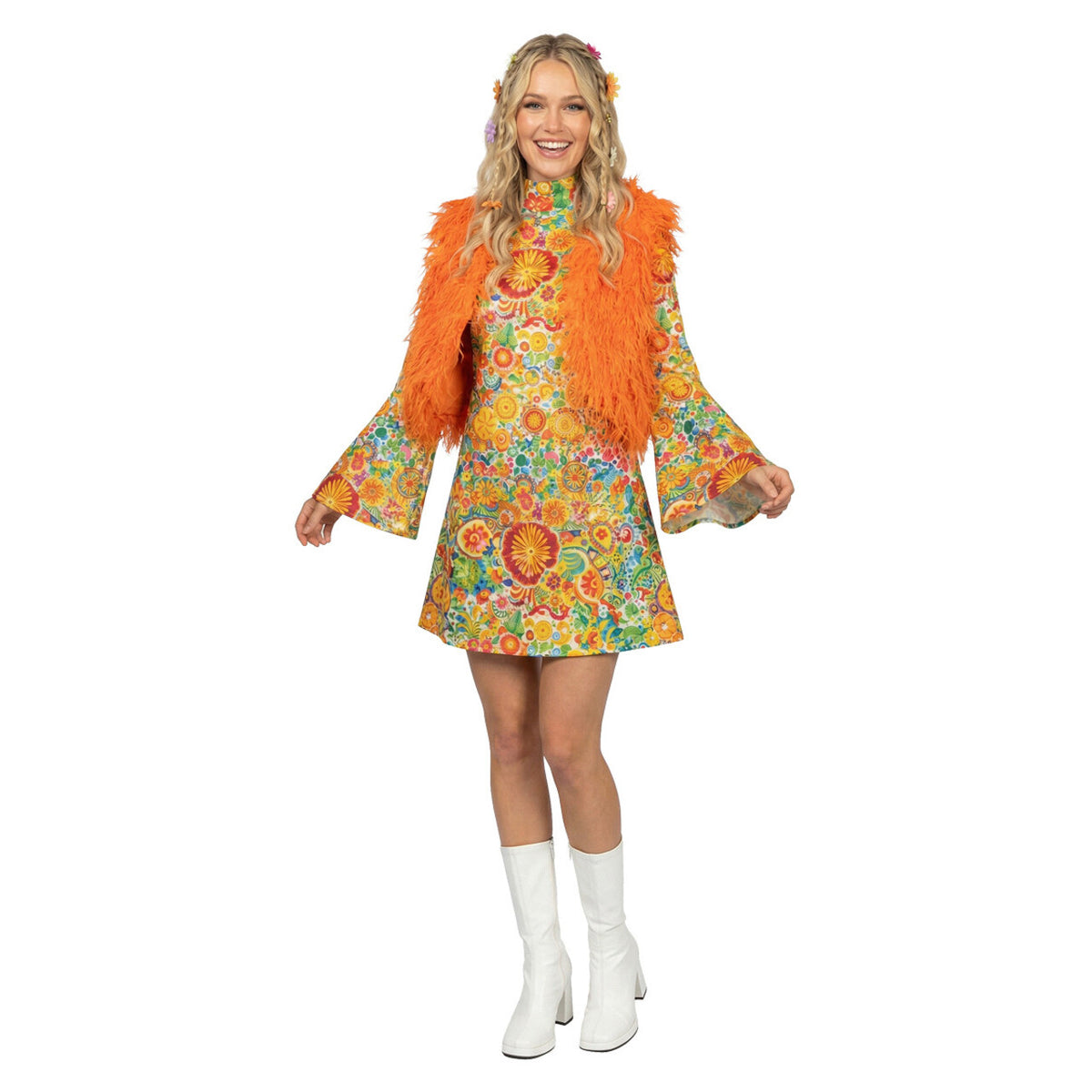 Op deze afbeelding zie je een Kostuums, van het merk Wilbers. Boho Fur Look Gilet Oranje