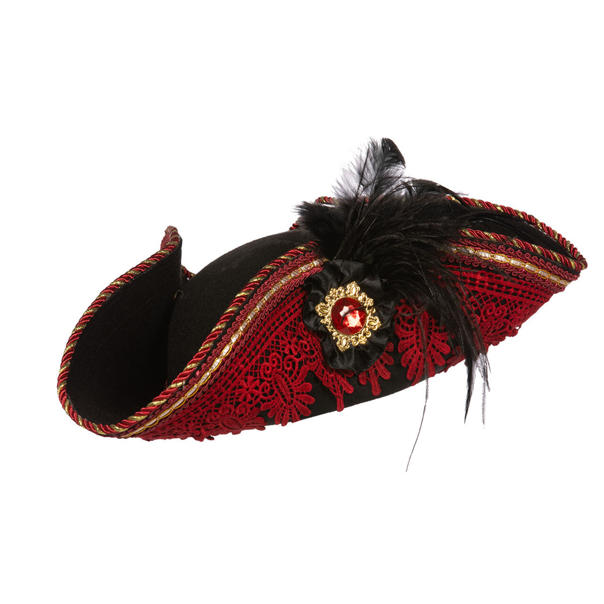 Op deze afbeelding zie je een Accessoires, van het merk Wilbers. Sierlijke Piratenhoed Rood