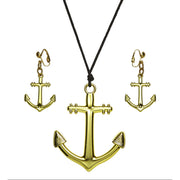 Op deze afbeelding zie je een Accessoires, van het merk Widmann. Gouden Anker Ketting En Oorbellen