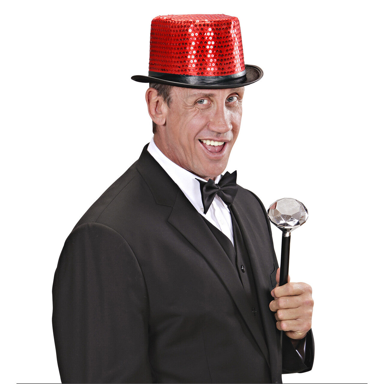 Op deze afbeelding zie je een Accessoires, van het merk Widmann. Hoge Hoed Pailletten Rood