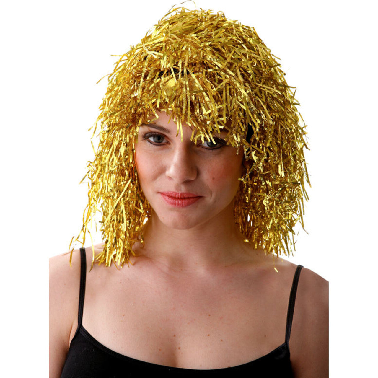 Op deze afbeelding zie je een Accessoires, van het merk Smiffy's. Goud Glitter Pruik