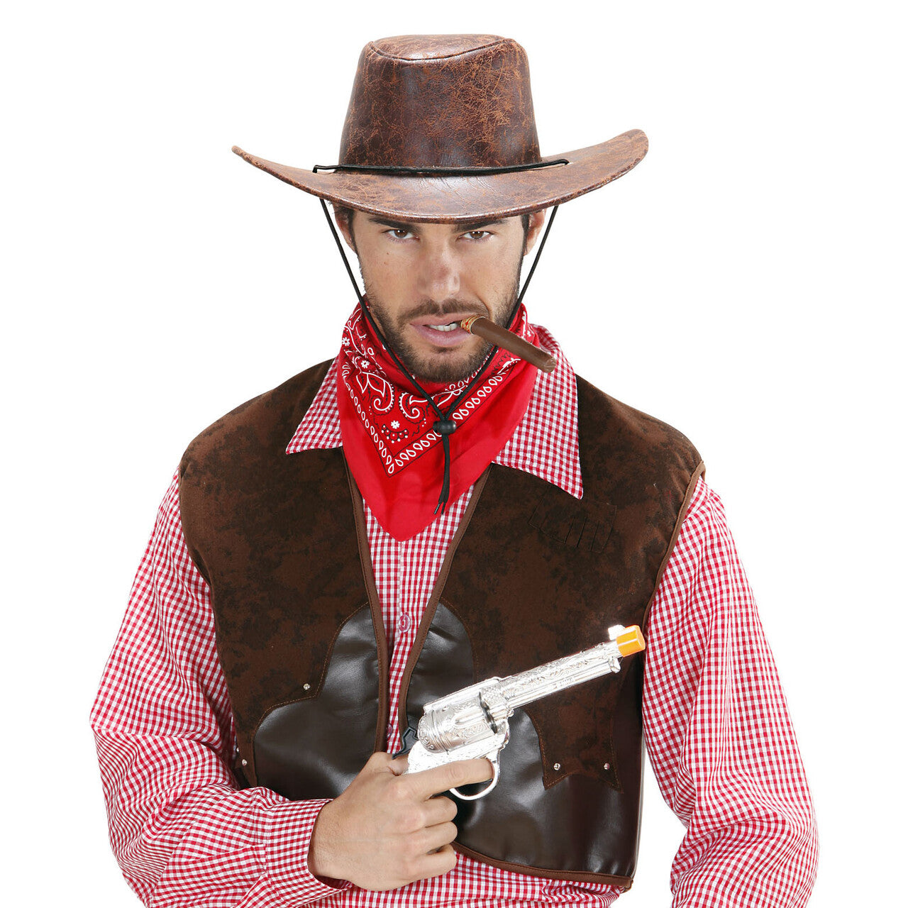 Op deze afbeelding zie je een Accessoires, van het merk Widmann. Cowboyhoed Lederlook Bruin