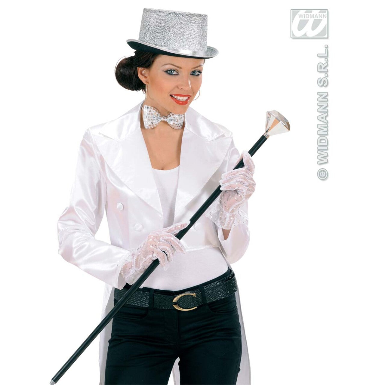 Op deze afbeelding zie je een Accessoires, van het merk Widmann. Nethandschoenen Met Pailletten Wit