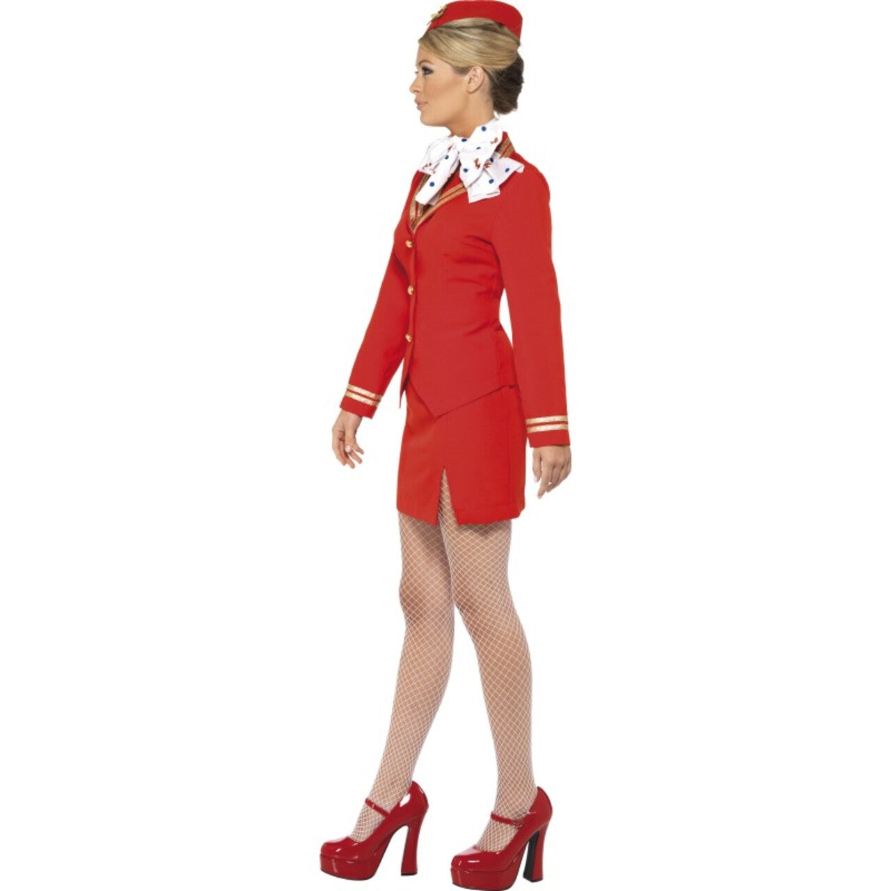 Op deze afbeelding zie je een Kostuums, van het merk Smiffy's. Rode Stewardess Vrouw Kostuum