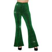 Op deze afbeelding zie je een Kostuums, van het merk Wilbers. Groene Glitter Chaos Flared Broek Vrouw