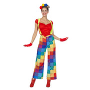 Op deze afbeelding zie je een Kostuums, van het merk Wilbers. Clown Patchwork Broek Vrouw