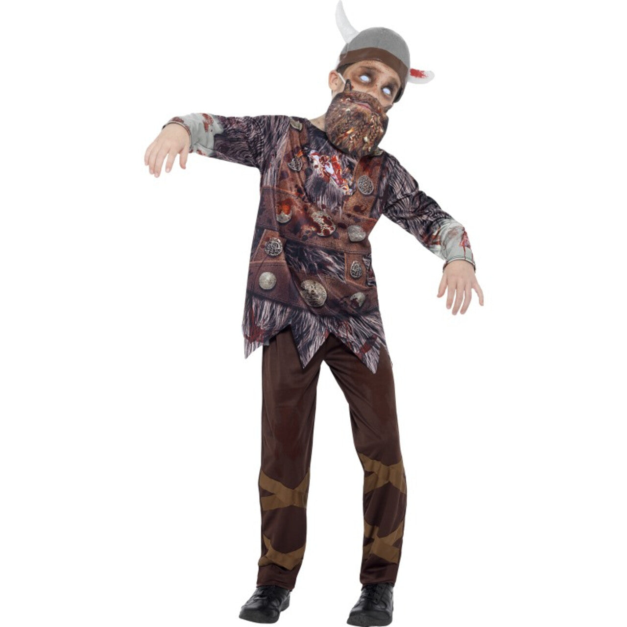 Op deze afbeelding zie je een Kostuums, van het merk Smiffy's. Zombie Viking Hagord Jongen Kostuum