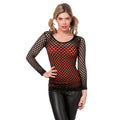 Spannend Netshirt Lange Mouw Zwart Vrouw