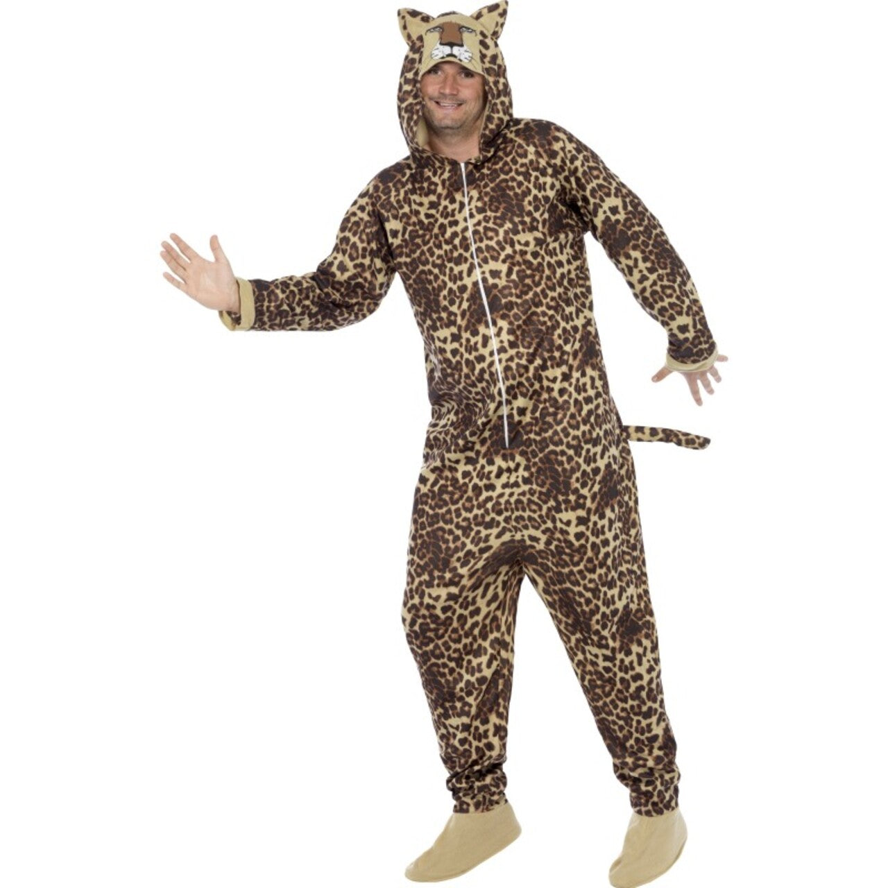 Op deze afbeelding zie je een Kostuums, van het merk Smiffy's. Onesie Lekkere Bruine Luipaard Jumpsuit Kostuum
