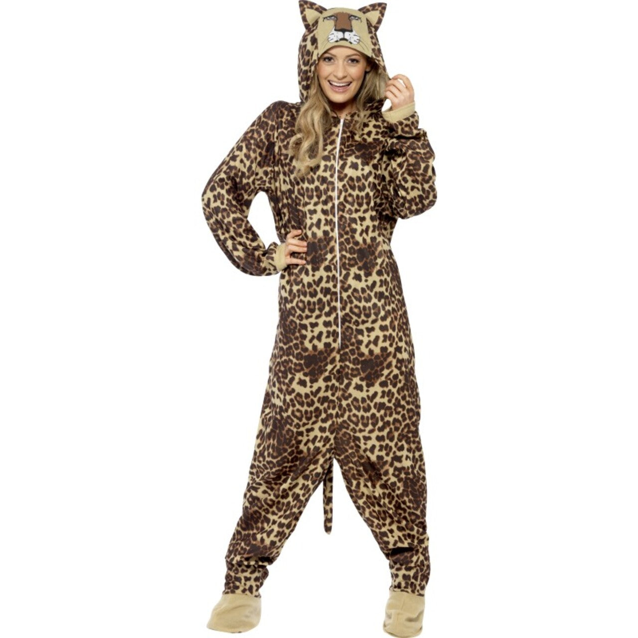 Op deze afbeelding zie je een Kostuums, van het merk Smiffy's. Onesie Lekkere Bruine Luipaard Jumpsuit Kostuum