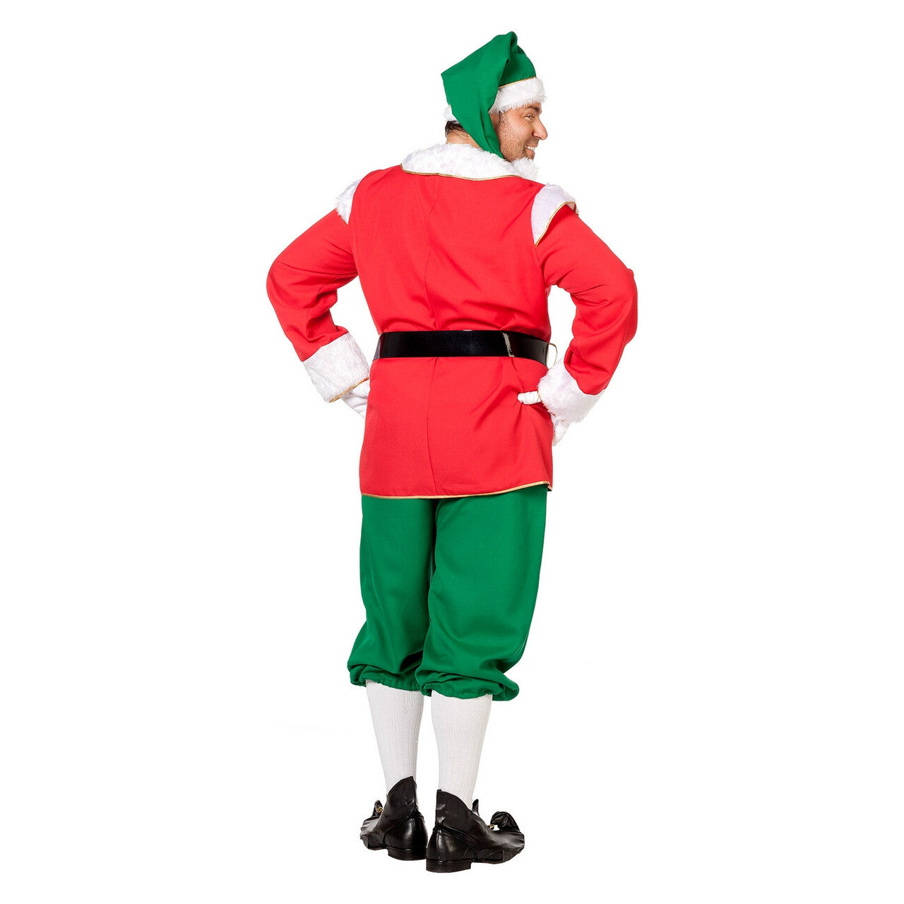 Op deze afbeelding zie je een Kostuums, van het merk Wilbers. Engelse Elf Rood / Groen Met Muts Man Kostuum