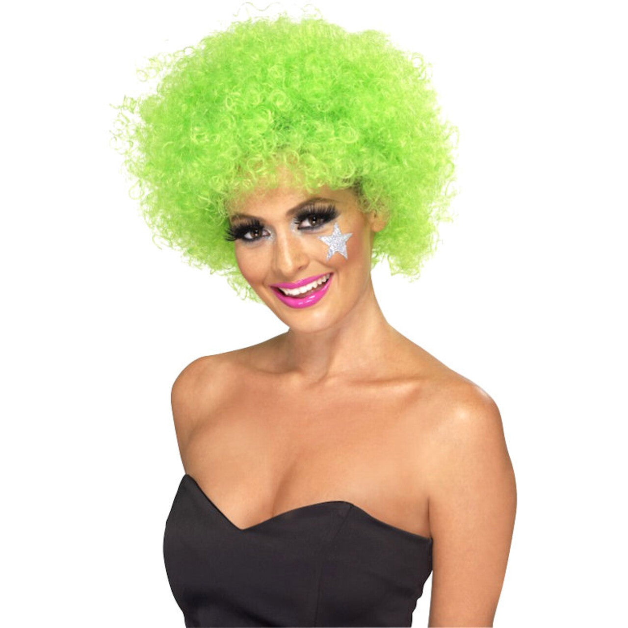 Op deze afbeelding zie je een Accessoires, van het merk Fancy Dress Warehouse. Funky Afro Pruik Groen