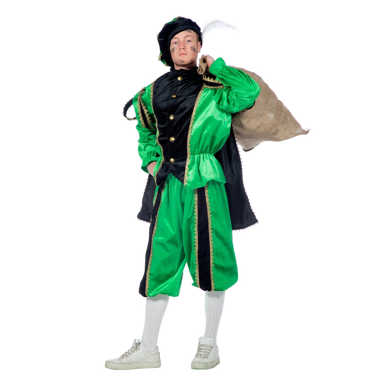 Op deze afbeelding zie je een Kostuums, van het merk Wilbers. Groene Piet Pietenpak Kostuum