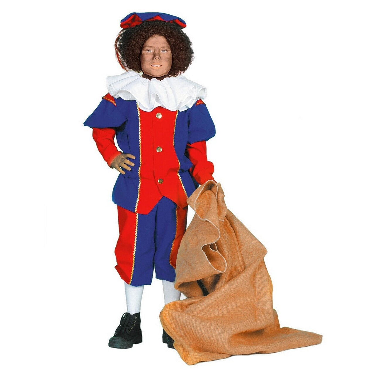Op deze afbeelding zie je een Kostuums, van het merk Wilbers. Blauw-Rode Pietje Kinderen Pietenpak Kind Kostuum