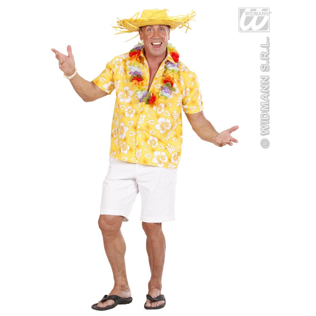 Op deze afbeelding zie je een Kostuums, van het merk Widmann. Hawaii Shirt Geel Man