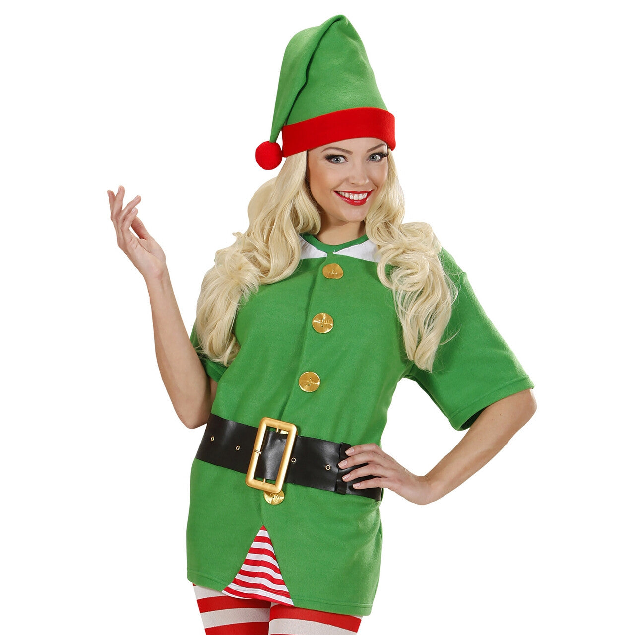 Op deze afbeelding zie je een Kostuums, van het merk Widmann. Elf Shirt Met Riem En Muts Kostuum