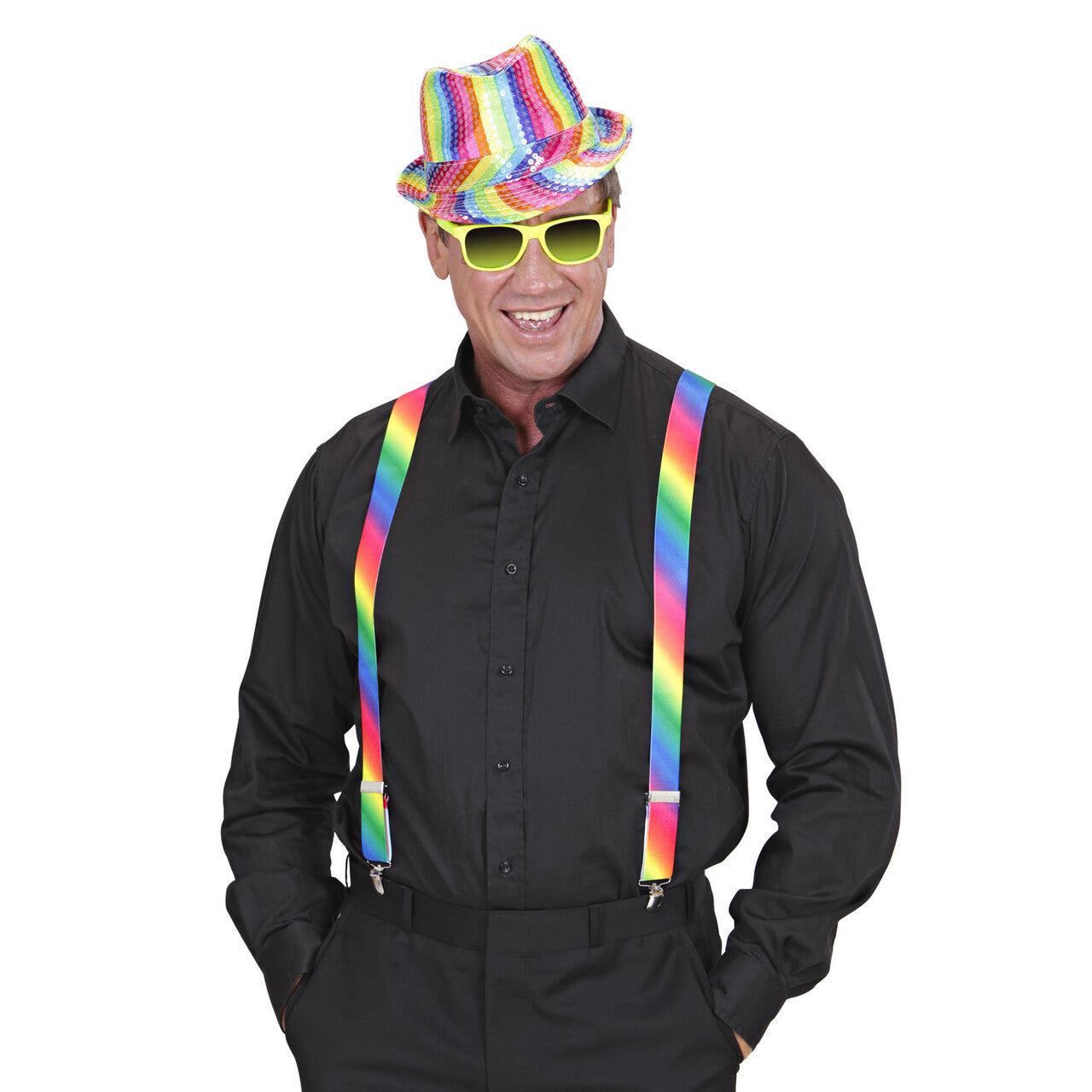 Op deze afbeelding zie je een Accessoires, van het merk Widmann. Bretels Regenboog
