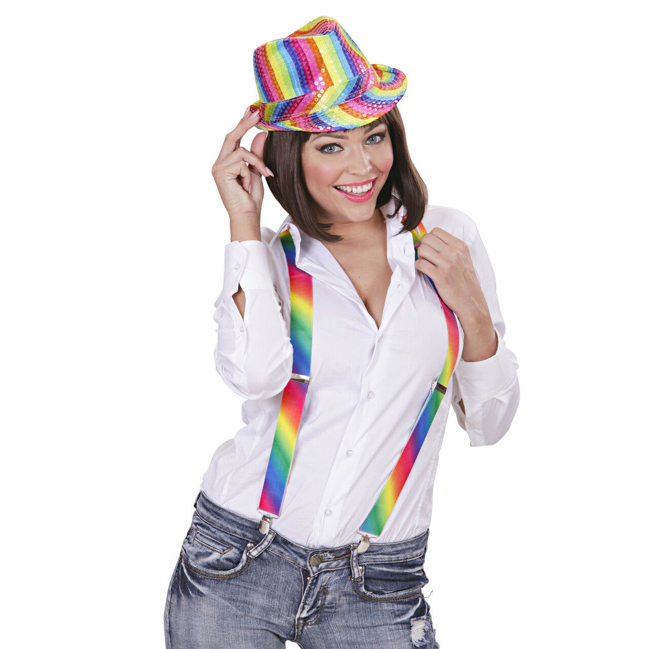 Op deze afbeelding zie je een Accessoires, van het merk Widmann. Bretels Regenboog