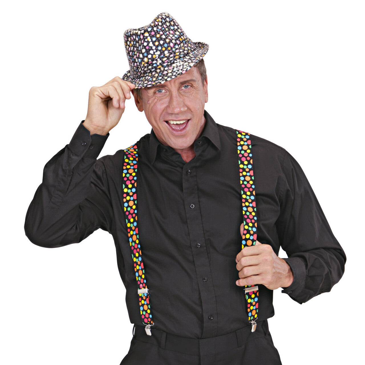 Op deze afbeelding zie je een Accessoires, van het merk Widmann. Bretels Met Gekleurde Bollen