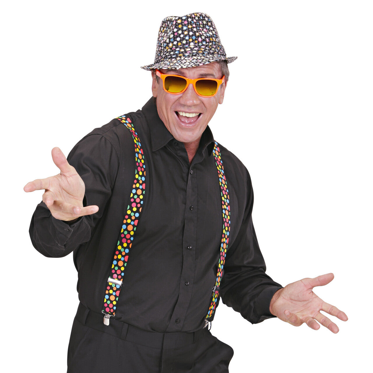 Op deze afbeelding zie je een Accessoires, van het merk Widmann. Bretels Met Gekleurde Bollen