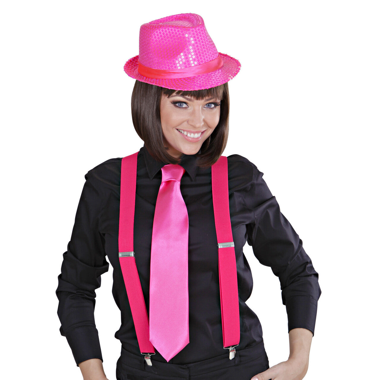 Op deze afbeelding zie je een Accessoires, van het merk Widmann. Bretels Roze