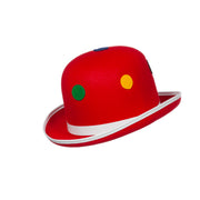 Op deze afbeelding zie je een Accessoires, van het merk Wilbers. Vrolijke Rode Bolhoed Met Gekleurde Stippen