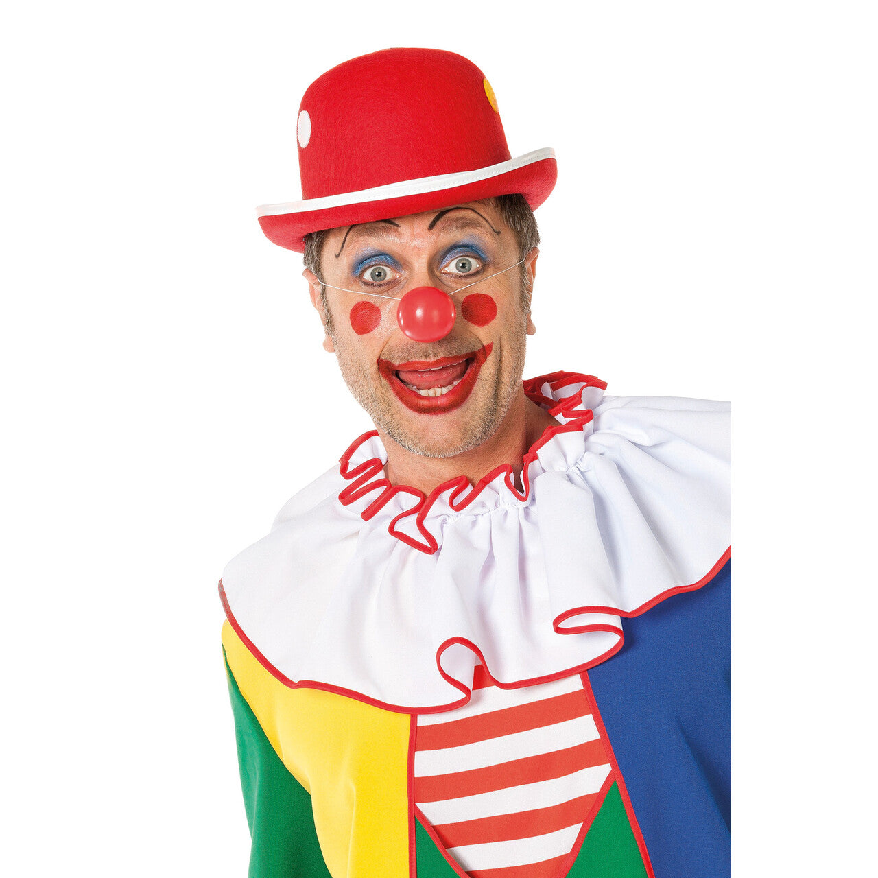 Op deze afbeelding zie je een Accessoires, van het merk Wilbers. Vrolijke Rode Bolhoed Met Gekleurde Stippen