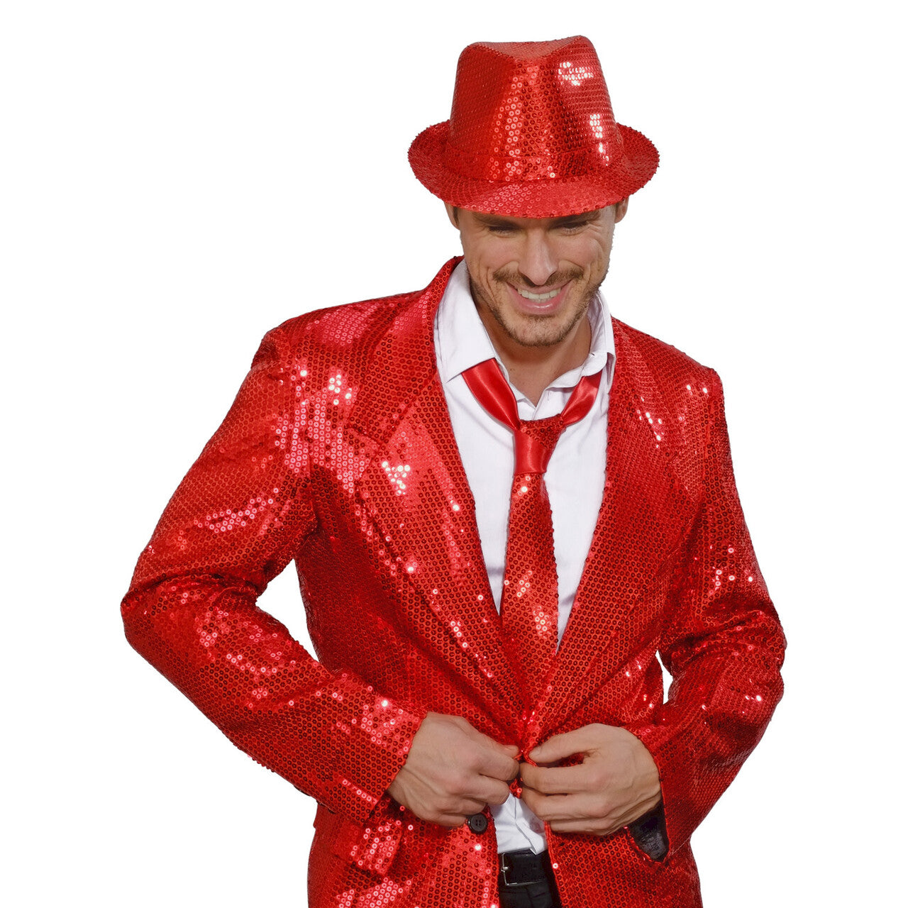 Op deze afbeelding zie je een Accessoires, van het merk Widmann. Stropdas Pailletten Rood