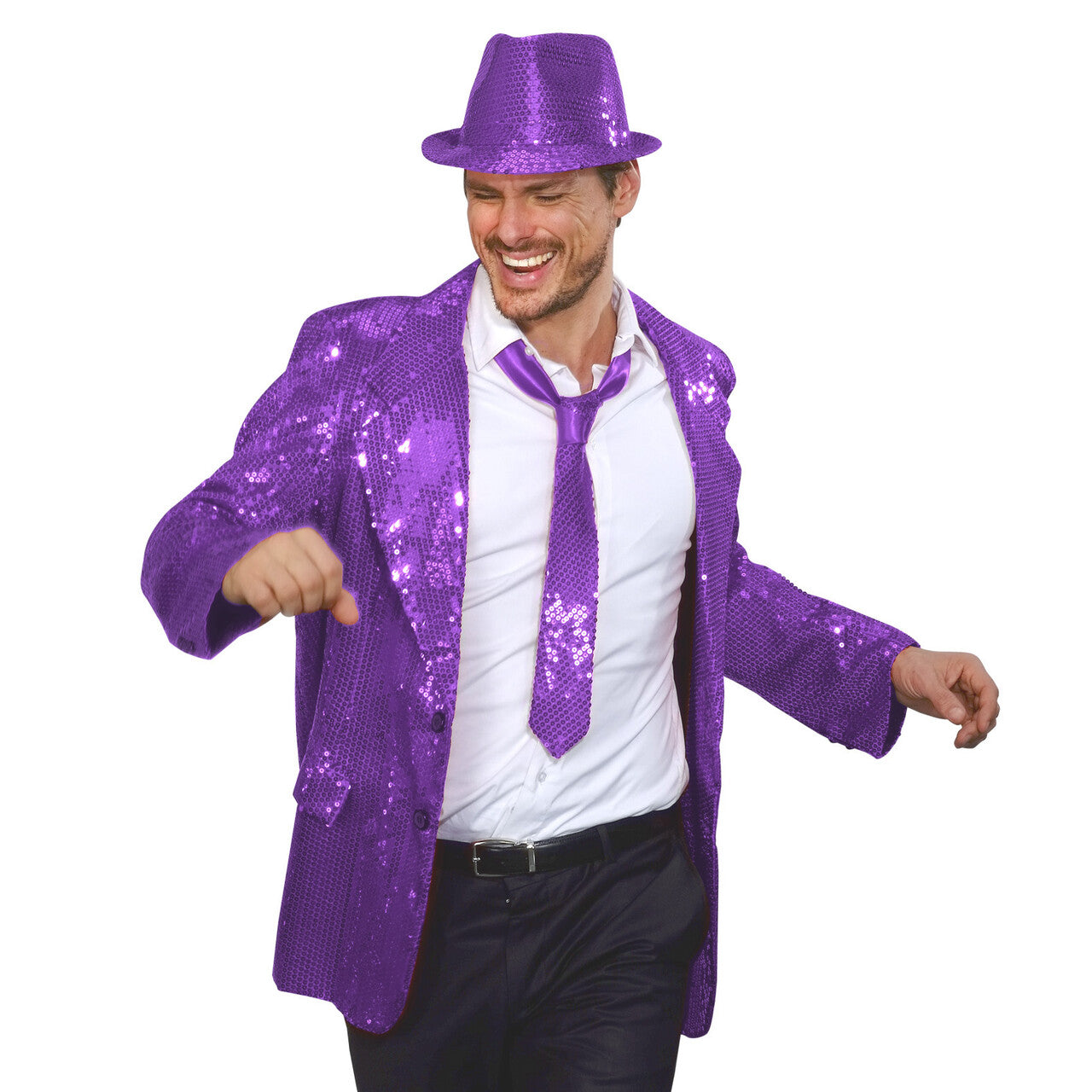 Op deze afbeelding zie je een Accessoires, van het merk Widmann. Stropdas Pailletten Paars