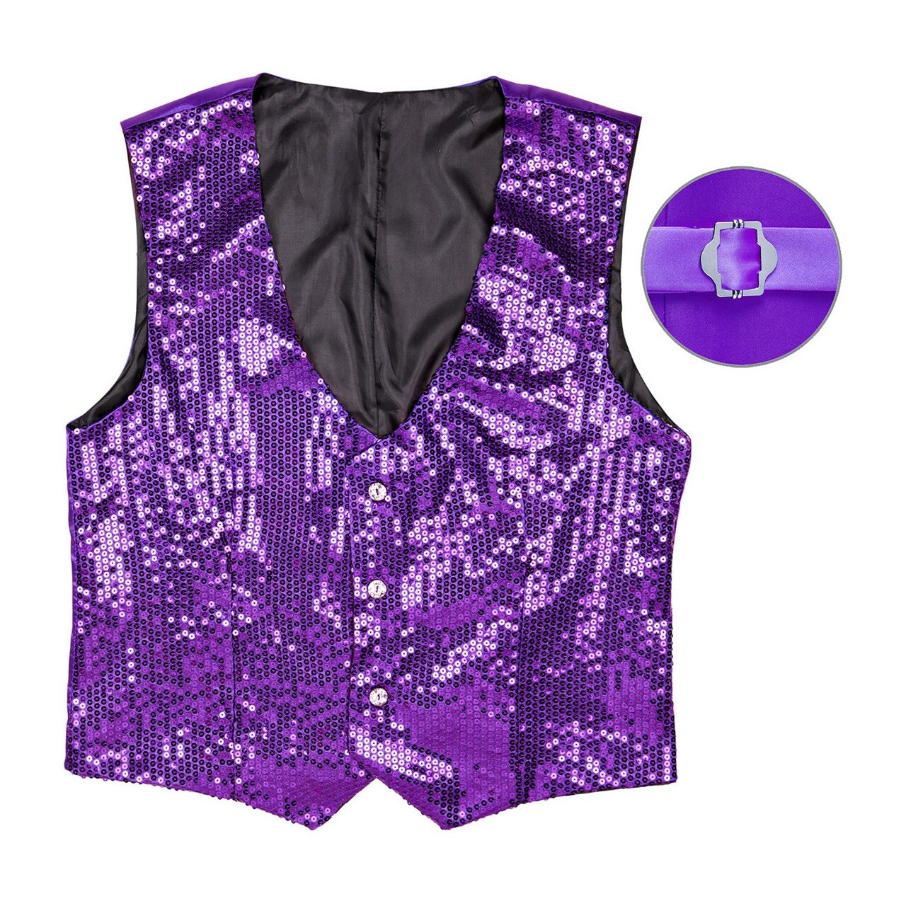 Op deze afbeelding zie je een Kostuums, van het merk Widmann. Showman Pailletten Vest Paars
