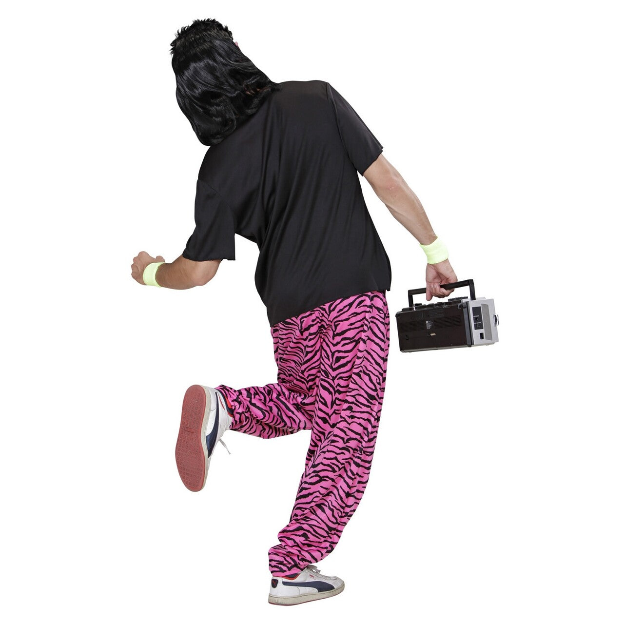 Op deze afbeelding zie je een Kostuums, van het merk Widmann. Baggy Broek 80s Zebra Roze Man