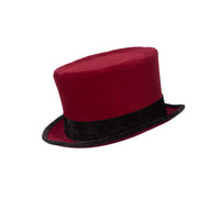 Op deze afbeelding zie je een Accessoires, van het merk Wilbers. Hoge Hoed Fluweel Rood Met Zwarte Band