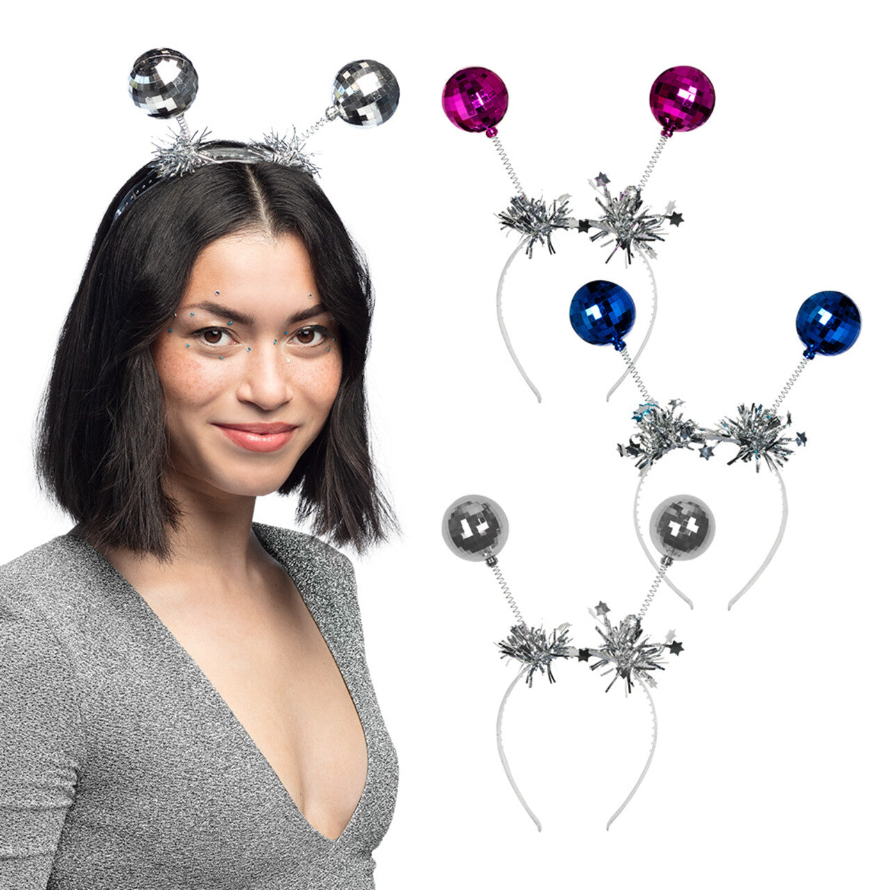 Op deze afbeelding zie je een Accessoires, van het merk Boland. Diadeem Discoballen 3 Kleuren Ass.