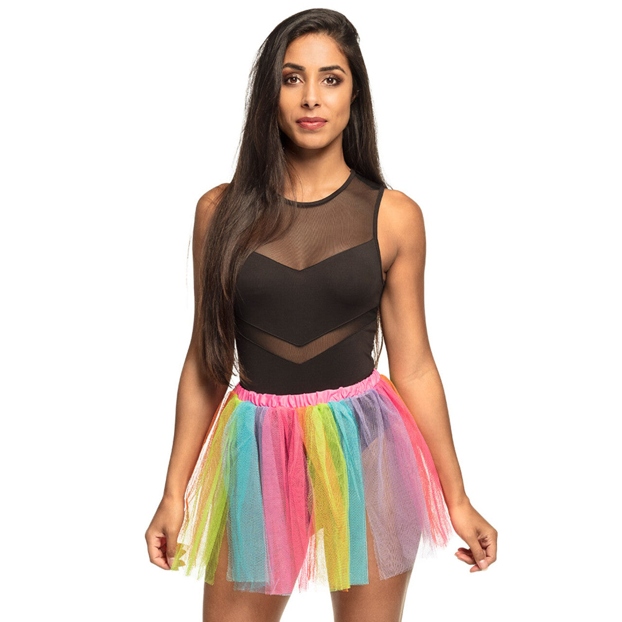 Op deze afbeelding zie je een Kostuums, van het merk Boland. Tutu Regenboog Foute Party Vrouw