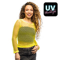 80s Visnet Shirt Temptation Neon Geel Vrouw