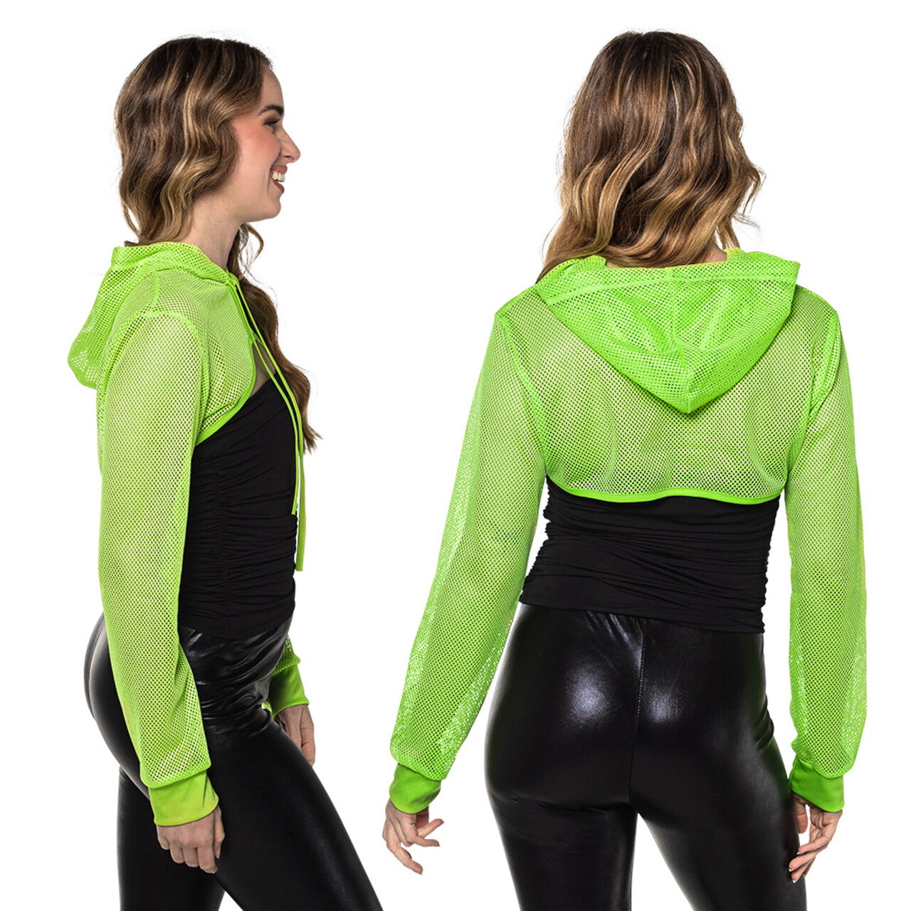 Op deze afbeelding zie je een Kostuums, van het merk Boland. Sportief Visnet Festival Bolero Neon Groen Vrouw