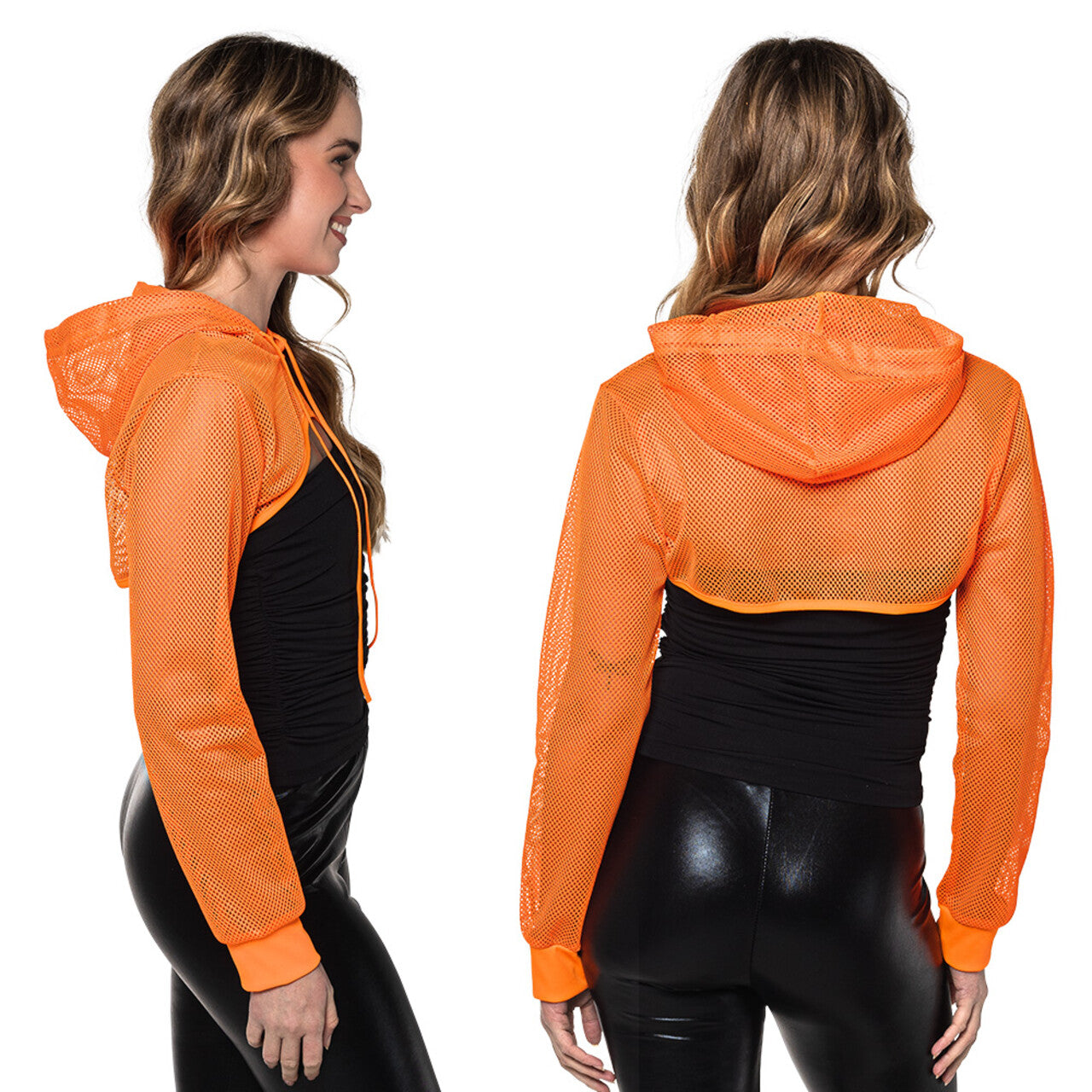 Op deze afbeelding zie je een Kostuums, van het merk Boland. Sportief Visnet Festival Bolero Neon Oranje Vrouw