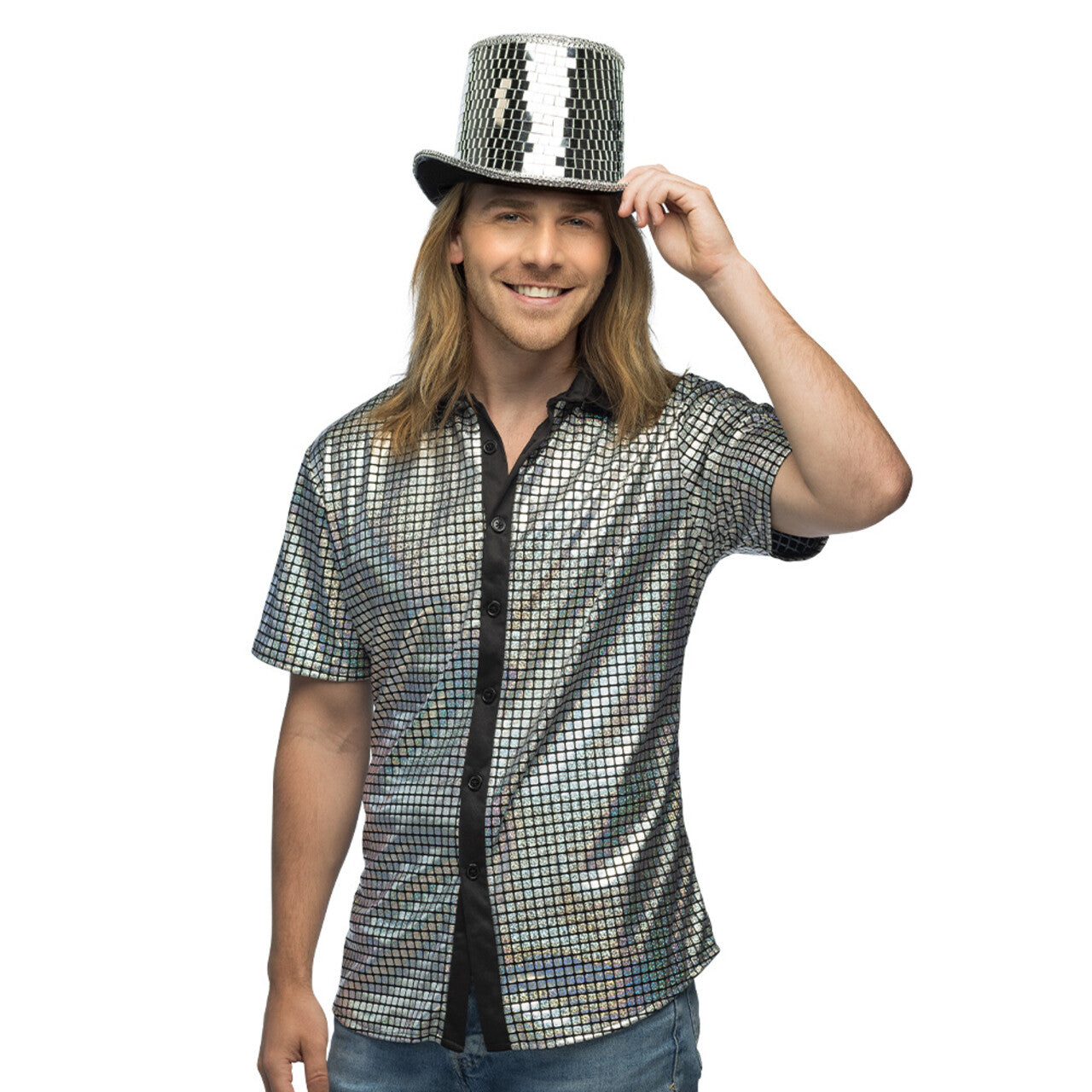 Op deze afbeelding zie je een Kostuums, van het merk Boland. Balala Disco Baller Overhemd Zilver Man