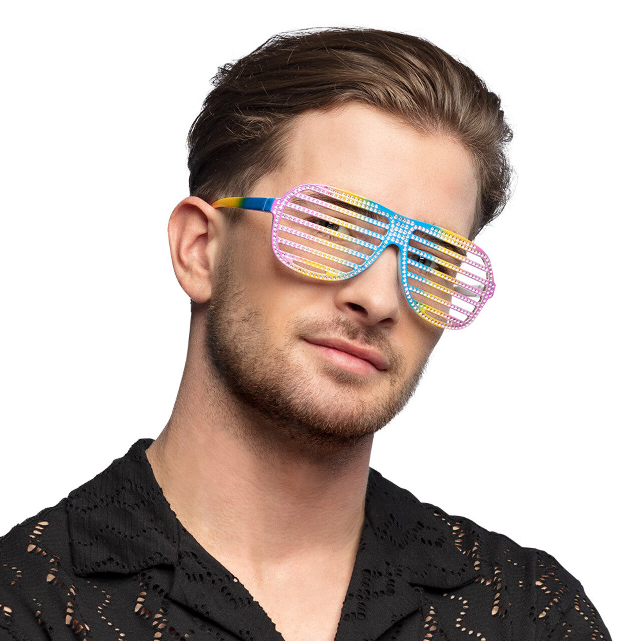 Op deze afbeelding zie je een Accessoires, van het merk Boland. Regenboog Glitter Partybril