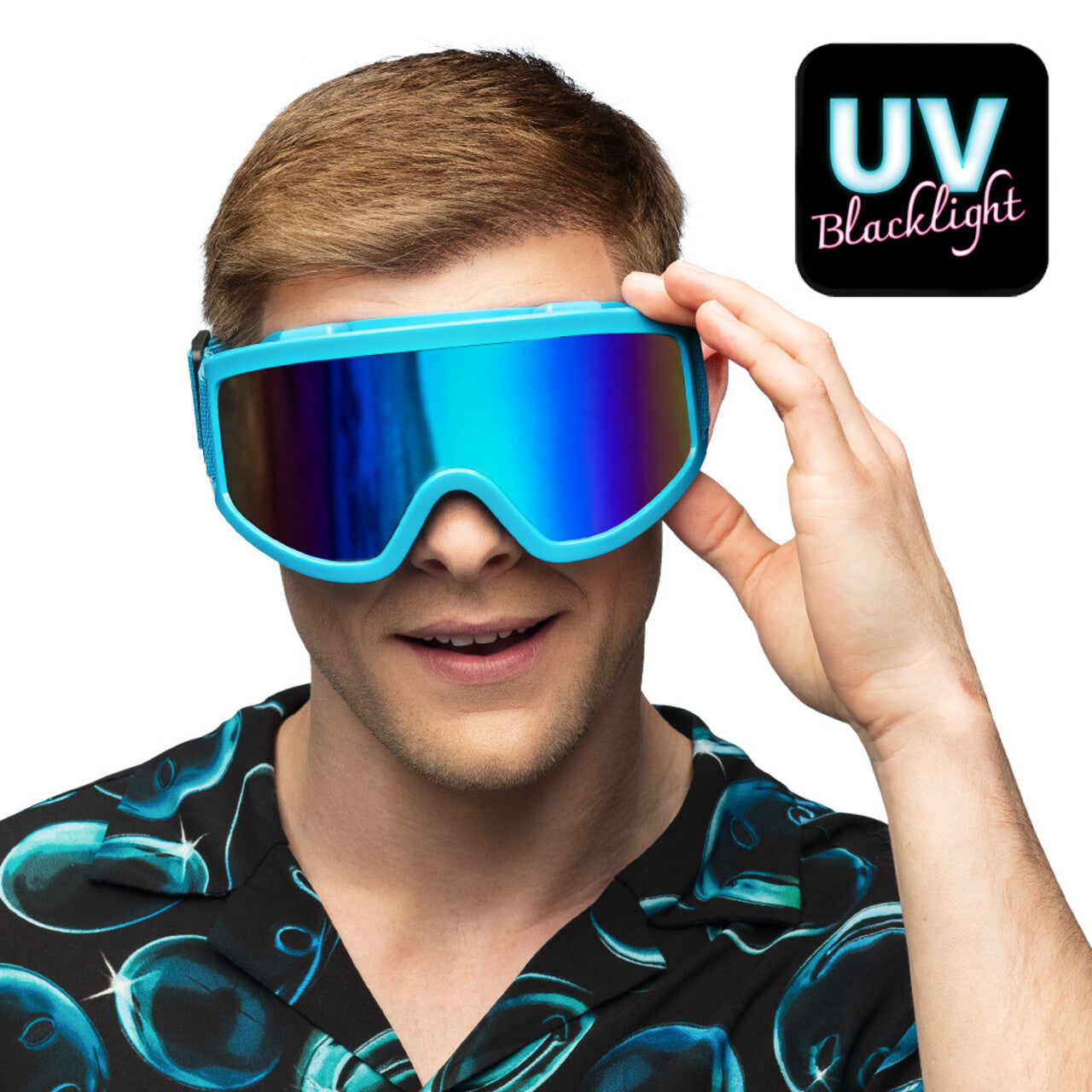 Op deze afbeelding zie je een Accessoires, van het merk Boland. Party Skibril Neonblauw Uv