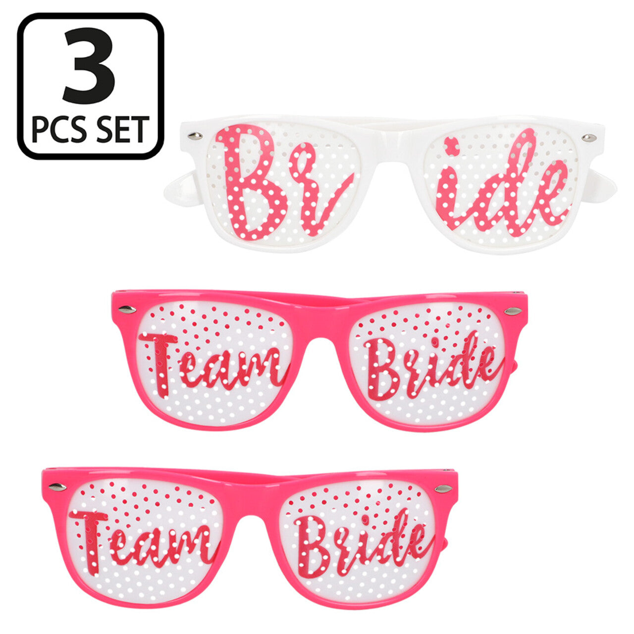 Op deze afbeelding zie je een Accessoires, van het merk Boland. Set 3 Partybrillen Bride En Team Bride