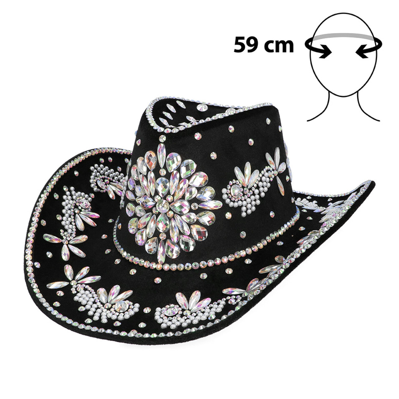 Op deze afbeelding zie je een Accessoires, van het merk Boland. Crystal Chaos Cowboyhoed Zwart