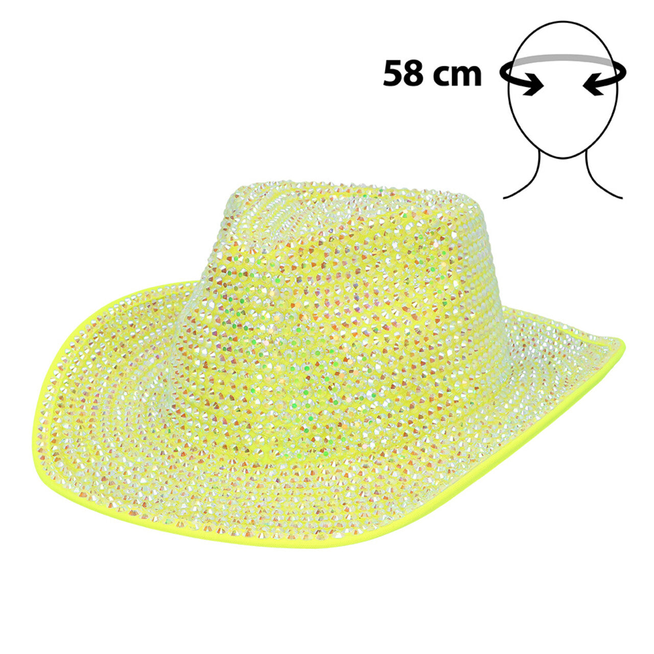 Op deze afbeelding zie je een Accessoires, van het merk Boland. Aurora Strass Cowboyhoed Neongeel Uv