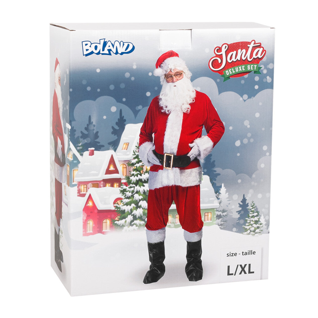 Op deze afbeelding zie je een Kostuums, van het merk Boland. Complete Set Professionele Santa All The Way Man Kostuum