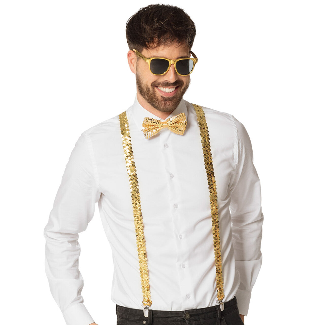 Op deze afbeelding zie je een Accessoires, van het merk Boland. Gentleman Party Pailletten Set Goud